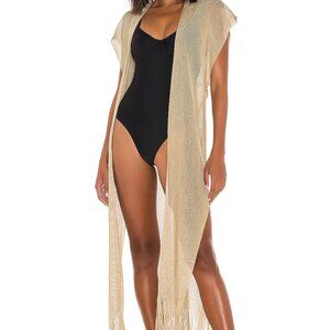 Luli Fama Swimwear, Golden Queen, Finge Long Caftan, One Size